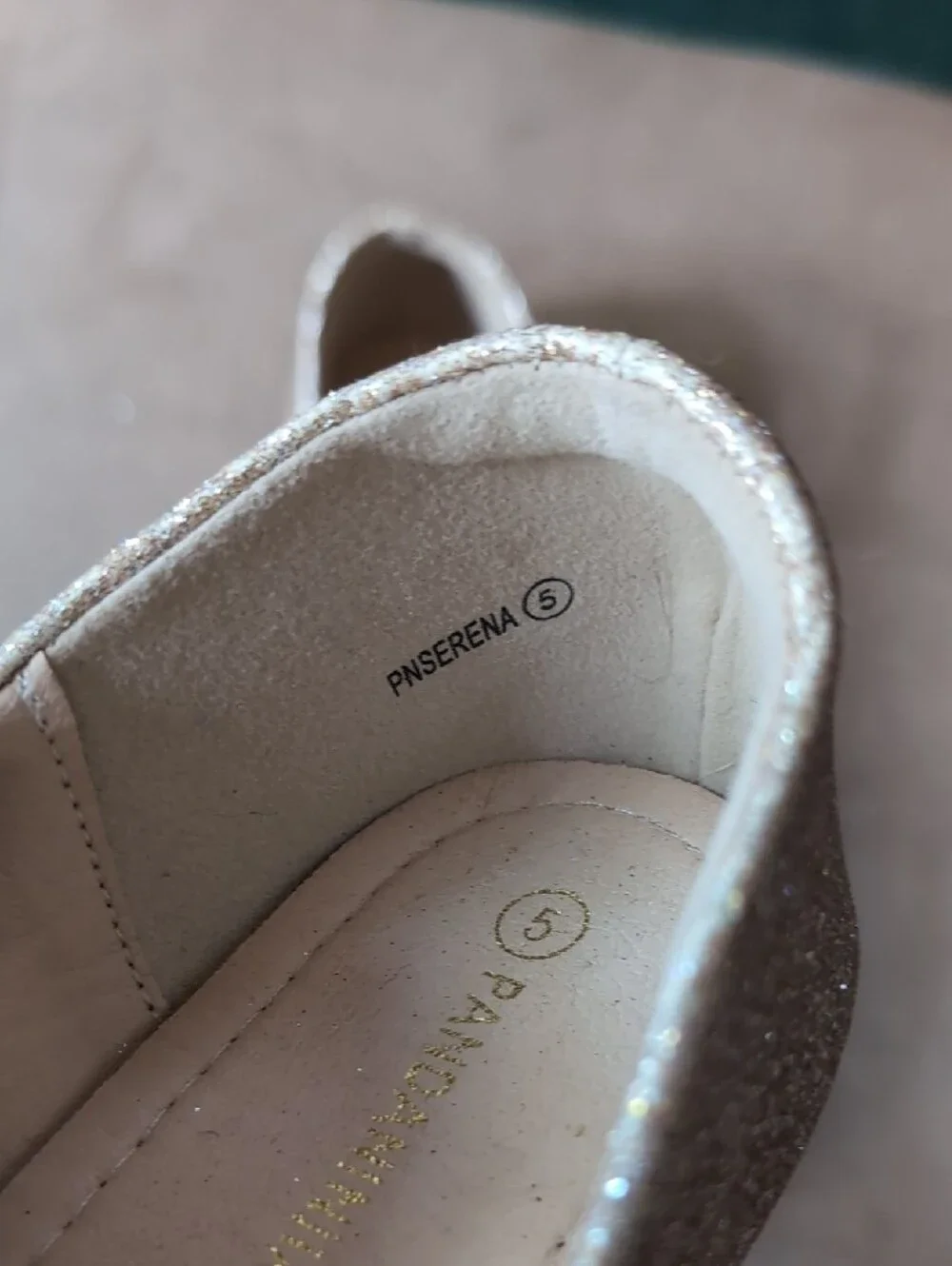 Girls Glitter Mary Jane Shoes in Champagne